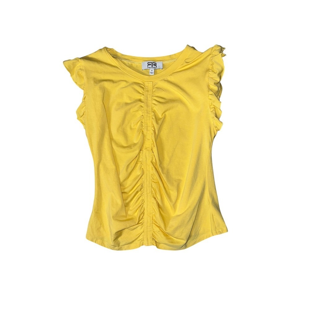 Robert Rodriguez Yellow Shirred Ruffle Sleeve Sz S/M | Cotton Coastal Designer